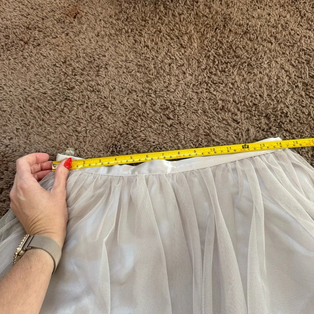 Marina Taupe Layered Tulle Ballerina Midi Skirt Beige Neutral Size M Medium - Picture 7 of 8
